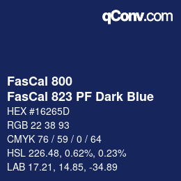 Farbcode: FasCal 800 - FasCal 823 PF Dark Blue | qconv.com