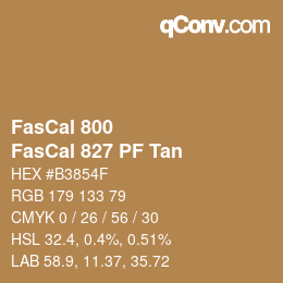 カラーコード: FasCal 800 - FasCal 827 PF Tan | qconv.com