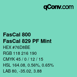 颜色代码: FasCal 800 - FasCal 829 PF Mint | qconv.com