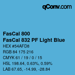 颜色代码: FasCal 800 - FasCal 832 PF Light Blue | qconv.com