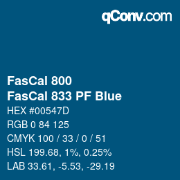 カラーコード: FasCal 800 - FasCal 833 PF Blue | qconv.com