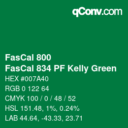 Farbcode: FasCal 800 - FasCal 834 PF Kelly Green | qconv.com