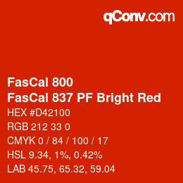 Farbcode: FasCal 800 - FasCal 837 PF Bright Red | qconv.com