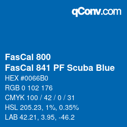 颜色代码: FasCal 800 - FasCal 841 PF Scuba Blue | qconv.com