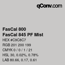 カラーコード: FasCal 800 - FasCal 845 PF Mist | qconv.com