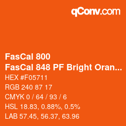 Farbcode: FasCal 800 - FasCal 848 PF Bright Orange | qconv.com