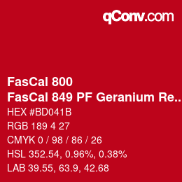 カラーコード: FasCal 800 - FasCal 849 PF Geranium Red | qconv.com