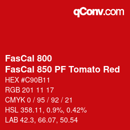 Farbcode: FasCal 800 - FasCal 850 PF Tomato Red | qconv.com