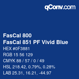 カラーコード: FasCal 800 - FasCal 851 PF Vivid Blue | qconv.com