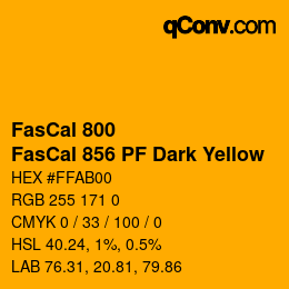 カラーコード: FasCal 800 - FasCal 856 PF Dark Yellow | qconv.com