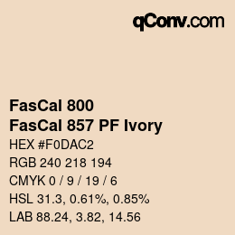 Código de color: FasCal 800 - FasCal 857 PF Ivory | qconv.com