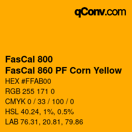 カラーコード: FasCal 800 - FasCal 860 PF Corn Yellow | qconv.com