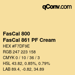 カラーコード: FasCal 800 - FasCal 861 PF Cream | qconv.com