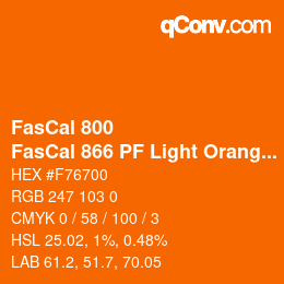 Color code: FasCal 800 - FasCal 866 PF Light Orange | qconv.com