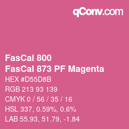 颜色代码: FasCal 800 - FasCal 873 PF Magenta | qconv.com