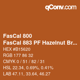 Código de color: FasCal 800 - FasCal 883 PF Hazelnut Brown | qconv.com