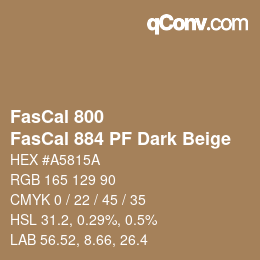 Farbcode: FasCal 800 - FasCal 884 PF Dark Beige | qconv.com