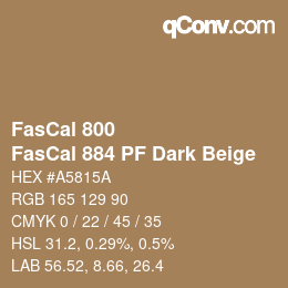 Code couleur: FasCal 800 - FasCal 884 PF Dark Beige | qconv.com