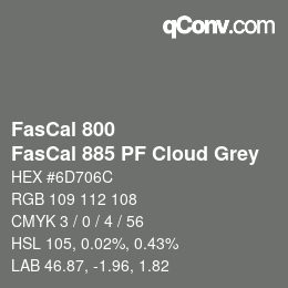 Código de color: FasCal 800 - FasCal 885 PF Cloud Grey | qconv.com