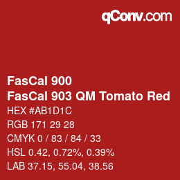 Color code: FasCal 900 - FasCal 903 QM Tomato Red | qconv.com