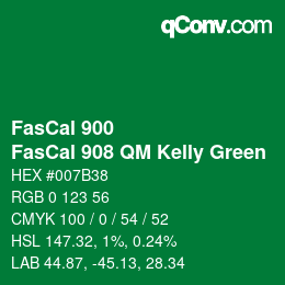 Código de color: FasCal 900 - FasCal 908 QM Kelly Green | qconv.com