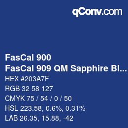 カラーコード: FasCal 900 - FasCal 909 QM Sapphire Blue | qconv.com