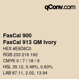 Color code: FasCal 900 - FasCal 913 QM Ivory | qconv.com