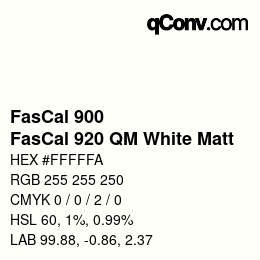 カラーコード: FasCal 900 - FasCal 920 QM White Matt | qconv.com