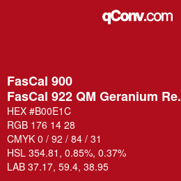 Código de color: FasCal 900 - FasCal 922 QM Geranium Red | qconv.com