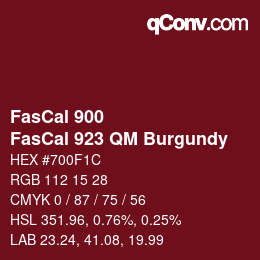 カラーコード: FasCal 900 - FasCal 923 QM Burgundy | qconv.com