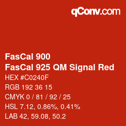 カラーコード: FasCal 900 - FasCal 925 QM Signal Red | qconv.com