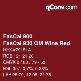 Farbcode: FasCal 900 - FasCal 930 QM Wine Red | qconv.com