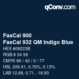 Código de color: FasCal 900 - FasCal 932 QM Indigo Blue | qconv.com