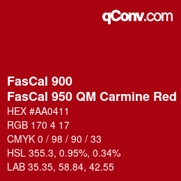 颜色代码: FasCal 900 - FasCal 950 QM Carmine Red | qconv.com