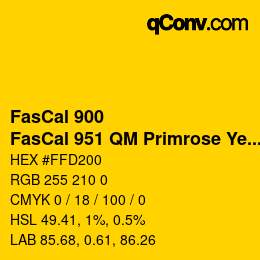 Farbcode: FasCal 900 - FasCal 951 QM Primrose Yellow | qconv.com