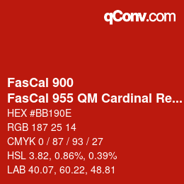 Color code: FasCal 900 - FasCal 955 QM Cardinal Red | qconv.com