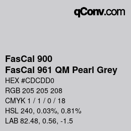 カラーコード: FasCal 900 - FasCal 961 QM Pearl Grey | qconv.com