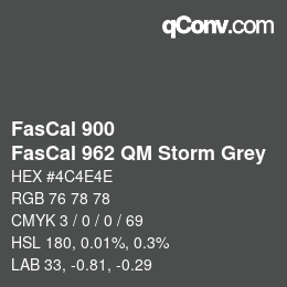 Código de color: FasCal 900 - FasCal 962 QM Storm Grey | qconv.com