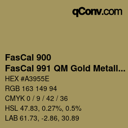 カラーコード: FasCal 900 - FasCal 991 QM Gold Metallic | qconv.com