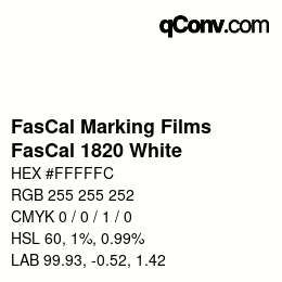 カラーコード: FasCal Marking Films - FasCal 1820 White | qconv.com