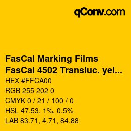 Code couleur: FasCal Marking Films - FasCal 4502 Transluc. yellow | qconv.com