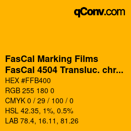 Farbcode: FasCal Marking Films - FasCal 4504 Transluc. chrome yellow | qconv.com