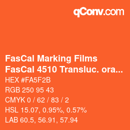 カラーコード: FasCal Marking Films - FasCal 4510 Transluc. orange | qconv.com