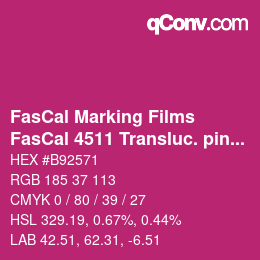 颜色代码: FasCal Marking Films - FasCal 4511 Transluc. pink | qconv.com