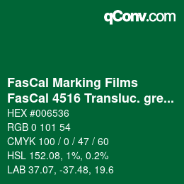 カラーコード: FasCal Marking Films - FasCal 4516 Transluc. green | qconv.com