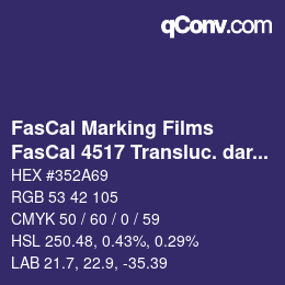 Farbcode: FasCal Marking Films - FasCal 4517 Transluc. dark blue | qconv.com