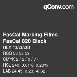 Farbcode: FasCal Marking Films - FasCal 820 Black | qconv.com