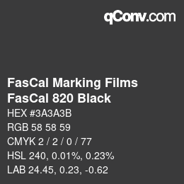 Farbcode: FasCal Marking Films - FasCal 820 Black | qconv.com