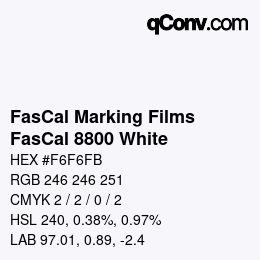 Código de color: FasCal Marking Films - FasCal 8800 White | qconv.com