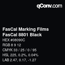 Farbcode: FasCal Marking Films - FasCal 8801 Black | qconv.com